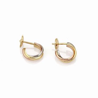 Cartier Trinity 18k Tricolor Gold Triple Interlaced Mini Hoop Earrings