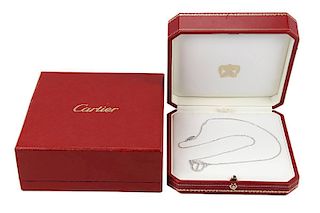 Cartier 18K White Gold Scarab Pendant Diamond Necklace 