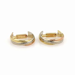 Cartier TRINITY 18K Tri-Color Gold Triple Band Curved Cufflinks 