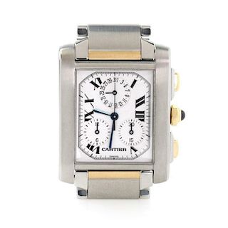Cartier Tank Francaise 18k & Steel Chrono Men's Wrist Watch