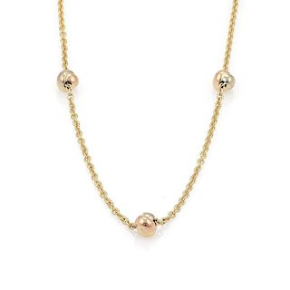 Cartier 18k Tricolor Gold 5 Love Knot Chain Necklace 15.75" Long 