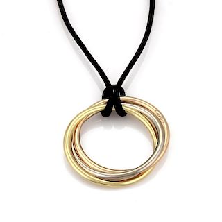 Cartier Large Trinity 18k Tricolor Interlaced Ring Cord Necklace 