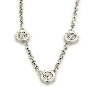 Bulgari Reversible Diamond & Onyx 3 Circle 18k Gold Necklace