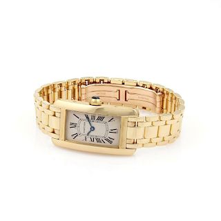 Cartier Tank Americaine 18k Ladies Quartz Wrist Watch 