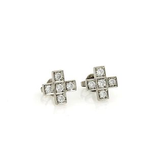 Tiffany & Co. Diamond Platinum Cruciform Cross Medium Stud Earrings 
  