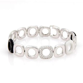 Tiffany & Co. Italy 18K Ceramic & Pave Diamond Link Bracelet 