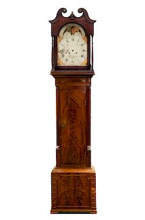 An English or Welsh Quarter-Striking Mahogany Tall Case Clock
