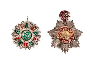 Two Imperial Ottoman Turkish Officer Medallions and Orders of Mejidie