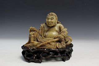 Chinesae antique carved soapstone luohan.