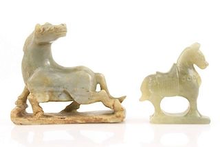 Group of Two Chinese Jade Carvings of Horses