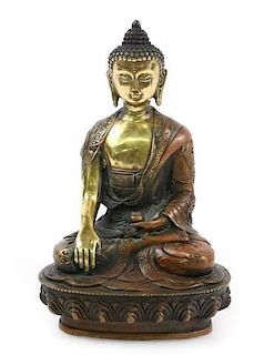 Parcel Gilt Copper Buddha Shakyamuni, Qing Dyn.