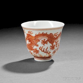 Iron-Red Overglazed Porcelain Wine Cup
