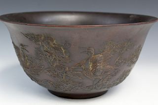 A large Chnese yixing punch bowl.
