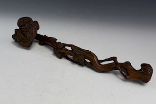 Chinese carved wood ruyi Scepter