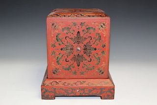 Chinese red lacquer box.