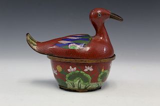 Chinese cloisonne duck.