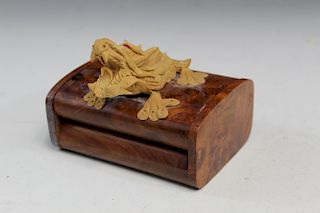 Chinese carved wood box. 