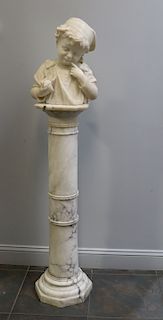 UNSIGNED. Marble Sculpture On Marble Pedestal