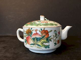 OLD Chinese Famille Rose Teapot, Tongzhi mark on the base. 19th Century