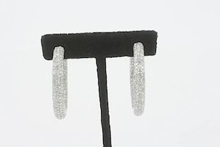 Pair of 18k White Gold & Diamond Huggie Earrings