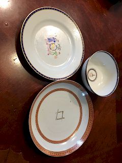 OLD Chinese Armorial Plates, "Arms of New York", etc. 18th century