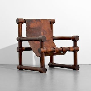 Leather Sling Lounge Chair, Manner of Sergio Rodrigues