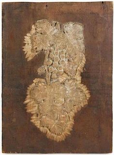 Carved Wood Panel w/ Grape Clusters & Vines