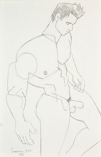 Douglas Simonson Drawing, Nude Male Figure