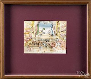Raoul Dufy lithograph of the opera, 6'' x 7 3/4'', together with a printed street scene