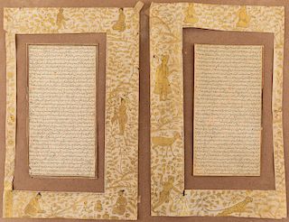 A DOUBLE-SIDED LEAF FROM THE IMPERIAL PERSIAN DICTIONARY, FARHANG-I JAHANGIRI, FROM THE SECTION RELATING TO THE LETTER <I>SHIN</I>, MUGHAL, 17TH CENTU