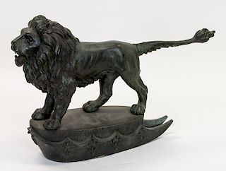 A BRONZE SCULPTURE OF A LION, 19TH CENTURY 