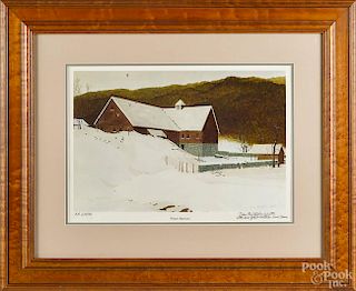 Sean Christopher Wyeth, signed lithograph, titled Winter Sparrows Artist proof 6/500