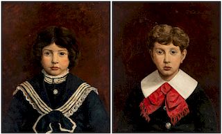 A PAIR OF CHILD PORTRAITS BY AUGUST VOIGT-FOLGER (FRENCH 1836-1918)