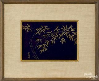 Japanese painted porcelain panel, 20th c., 7'' x 10''.
