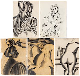 A GROUP OF 5 DRAWINGS BY MILAN LALUHA (SLOVAK 1930-2013)