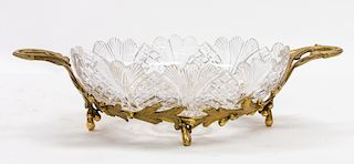 A CUT CRYSTAL CENTERPIECE WITH ORMOLU BRONZE BASE, LATE 19TH-EARLY 20TH CENTURY