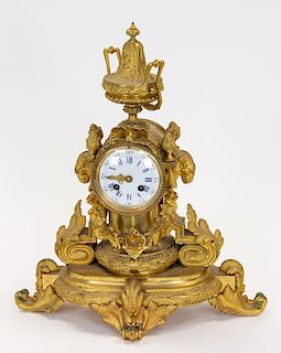 A EUROPEAN GILT BRONZE CLOCK, LATE 19TH CENTURY