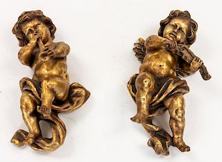 A PAIR OF GILT ALABASTER WALL MOUNTS, EARLY 20TH CENTURY