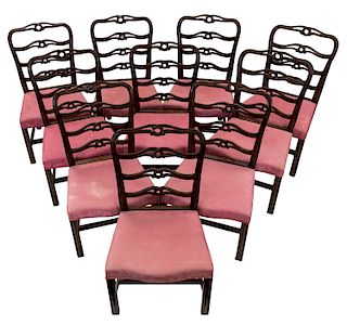 A SUITE OF TEN KITTINGER & CO. CHIPPENDALE-STYLE MAHOGANY DINING CHAIRS, NEW YORK, 20TH CENTURY