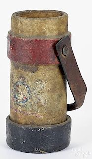English painted ammunition bucket, 19th c., 13'' h.