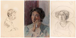 A GROUP OF THREE PORTRAITS BY NIKOLAI LANCERAY (RUSSIAN 1879-1942)