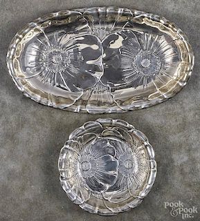 Wallace sterling silver tray, 6 3/4'' w., 11 1/2'' l., and bowl, 6'' dia.