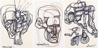 THREE DRAWINGS BY ERNST NEIZVESTNY (RUSSIAN 1925-2016)