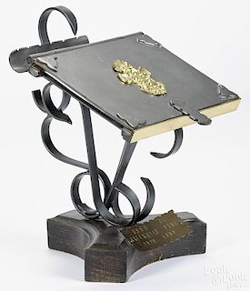 Metal table top book stand, 20th c., 10 3/4'' h.