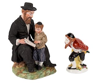 A PAIR OF RUSSIAN AND EUROPEAN PORCELAIN JEWISH FIGURINES, ONE GARDNER PORCELAIN FACTORY, VERBILKI, LATE 19TH CENTURY