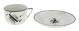 A SOVIET SUPREMATIST CUP AND SAUCER AFTER NIKOLAI SUETIN, EARLY 1920S