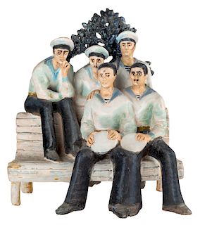 A RUSSIAN PORCELAIN FIGURAL GROUP OF SAILORS, LATE 20TH CENTURY