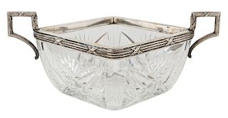 A RUSSIAN CUT CRYSTAL AND SILVER BOWL, 15TH ARTEL, MOSCOW, LATE 19TH CENTURY