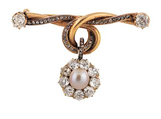 A RUSSIAN DIAMOND AND GOLD BROOCH, WORKMASTER FYODOR LORIE, MOSCOW, 1908-1916