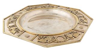 A FABERGE GILT SILVER TRAY, MOSCOW, 1908-1917